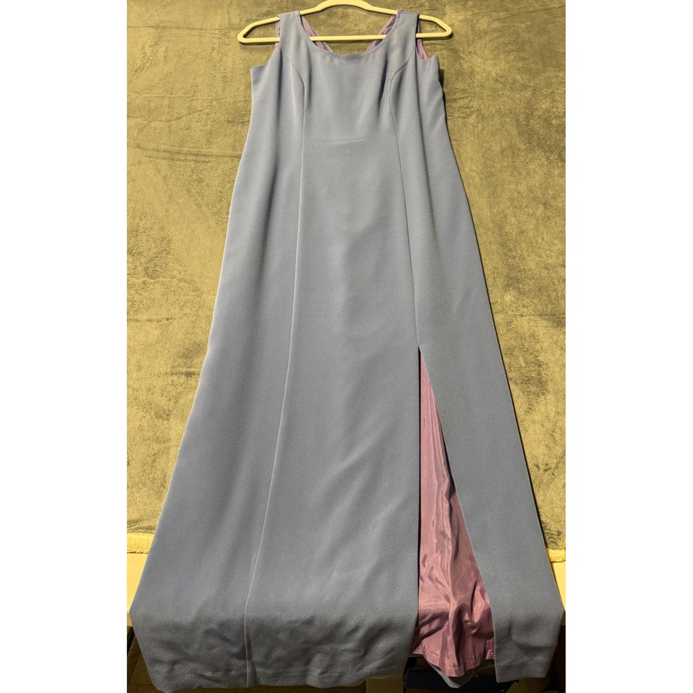 Donna Ricco New York Periwinkle Blue Purple Lined Slit Maxi Dress Size 4 A2